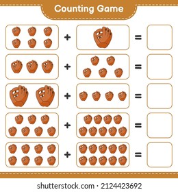 Count and match, count the number of Baseball Glove and match with the right numbers. Educational children game, printable worksheet, vector illustration