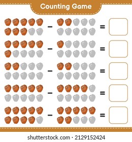 Count and match, count the number of Baseball Glove and match with the right numbers. Educational children game, printable worksheet, vector illustration