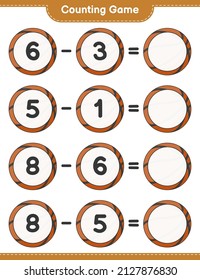 Count and match, count the number of Basketball and match with the right numbers. Educational children game, printable worksheet, vector illustration