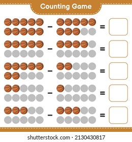 Count and match, count the number of Basketball and match with the right numbers. Educational children game, printable worksheet, vector illustration