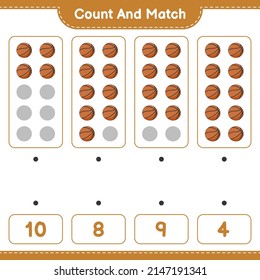 Count and match, count the number of Basketball and match with the right numbers. Educational children game, printable worksheet, vector illustration
