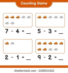 Count and match, count the number of Boat and match with the right numbers. Educational children game, printable worksheet, vector illustration