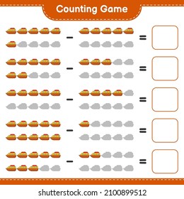 Count and match, count the number of Boat and match with the right numbers. Educational children game, printable worksheet, vector illustration