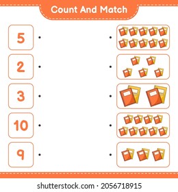 Count and match, count the number of Book and match with the right numbers. Educational children game, printable worksheet, vector illustration
