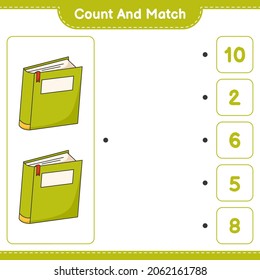 Count and match, count the number of Book and match with the right numbers. Educational children game, printable worksheet, vector illustration