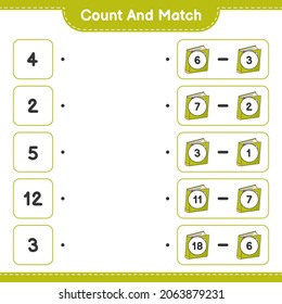 Count and match, count the number of Book and match with the right numbers. Educational children game, printable worksheet, vector illustration