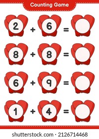 Count and match, count the number of Boxing Gloves and match with the right numbers. Educational children game, printable worksheet, vector illustration