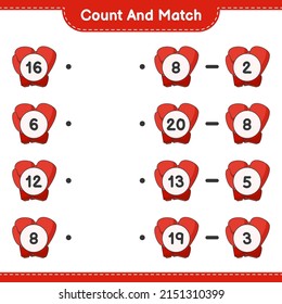 Count and match, count the number of Boxing Gloves and match with the right numbers. Educational children game, printable worksheet, vector illustration