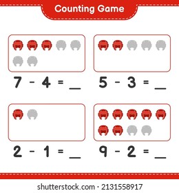 Count and match, count the number of Boxing Helmet and match with the right numbers. Educational children game, printable worksheet, vector illustration