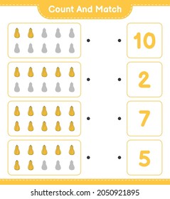 Count and match, count the number of Butternut Squash and match with the right numbers. Educational children game, printable worksheet, vector illustration