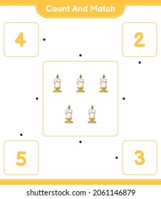 Count and match, count the number of Candle and match with the right numbers. Educational children game, printable worksheet, vector illustration