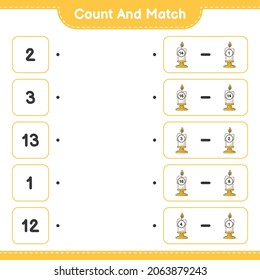 Count and match, count the number of Candle and match with the right numbers. Educational children game, printable worksheet, vector illustration