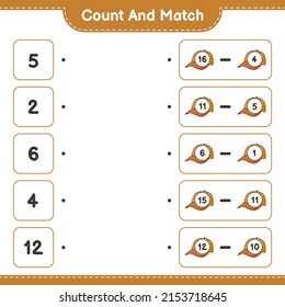 Count and match, count the number of Cap Hat and match with the right numbers. Educational children game, printable worksheet, vector illustration