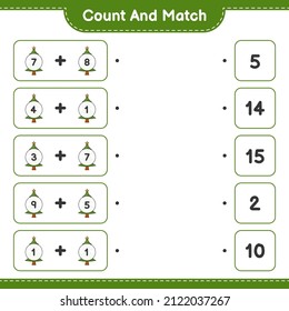 Count and match, count the number of Christmas Tree and match with the right numbers. Educational children game, printable worksheet, vector illustration