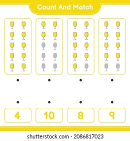Count and match, count the number of Cocktail and match with the right numbers. Educational children game, printable worksheet, vector illustration