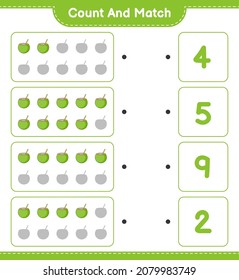 Count and match, count the number of Coconut and match with the right numbers. Educational children game, printable worksheet, vector illustration