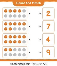 Count and match, count the number of Cookie and match with the right numbers. Educational children game, printable worksheet, vector illustration