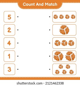 Count and match, count the number of Cookie and match with the right numbers. Educational children game, printable worksheet, vector illustration