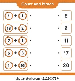 Count and match, count the number of Cookie and match with the right numbers. Educational children game, printable worksheet, vector illustration