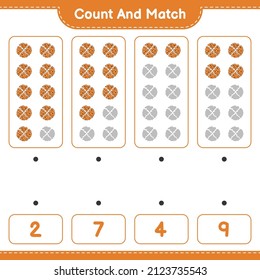 Count and match, count the number of Cookie and match with the right numbers. Educational children game, printable worksheet, vector illustration