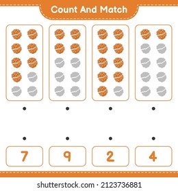 Count and match, count the number of Cookie and match with the right numbers. Educational children game, printable worksheet, vector illustration