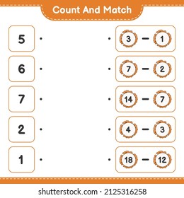 Count and match, count the number of Cookie and match with the right numbers. Educational children game, printable worksheet, vector illustration