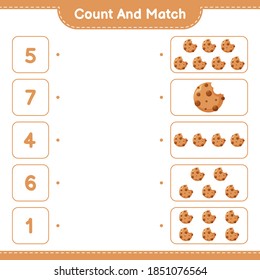 Count and match, count the number of Cookies and match with right numbers. Educational children game, printable worksheet, vector illustration