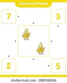 Count and match, count the number of Coral and match with the right numbers. Educational children game, printable worksheet, vector illustration