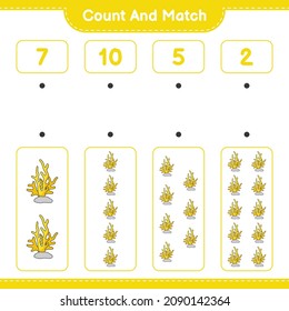 Count and match, count the number of Coral and match with the right numbers. Educational children game, printable worksheet, vector illustration
