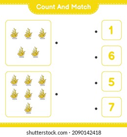 Count and match, count the number of Coral and match with the right numbers. Educational children game, printable worksheet, vector illustration