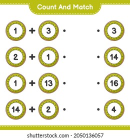 Count and match, count the number of Donut and match with the right numbers. Educational children game, printable worksheet, vector illustration