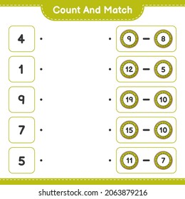 Count and match, count the number of Donut and match with the right numbers. Educational children game, printable worksheet, vector illustration