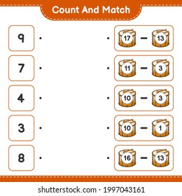 Count and match, count the number of Drum and match with the right numbers. Educational children game, printable worksheet, vector illustration