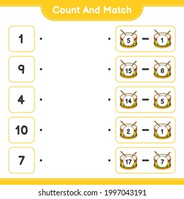 Count and match, count the number of Drum and match with the right numbers. Educational children game, printable worksheet, vector illustration