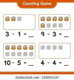 Count and match, count the number of Drum and match with the right numbers. Educational children game, printable worksheet, vector illustration
