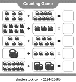 Count and match, count the number of Dumbbell and match with the right numbers. Educational children game, printable worksheet, vector illustration
