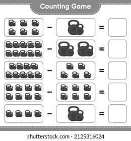 Count and match, count the number of Dumbbell and match with the right numbers. Educational children game, printable worksheet, vector illustration