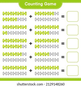 Contar y coincidir, contar el número de Dumbbell y coincidir con los números correctos. Juego infantil educativo, hoja de cálculo imprimible, ilustración vectorial
