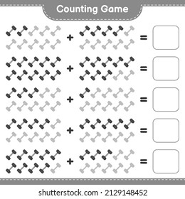 Count and match, count the number of Dumbbell and match with the right numbers. Educational children game, printable worksheet, vector illustration