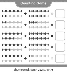 Count and match, count the number of Dumbbell and match with the right numbers. Educational children game, printable worksheet, vector illustration