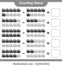 Count and match, count the number of Dumbbell and match with the right numbers. Educational children game, printable worksheet, vector illustration