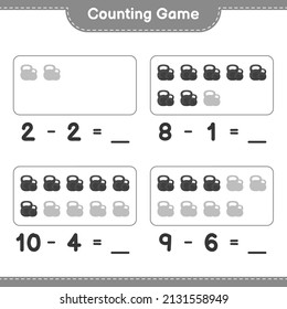 Count and match, count the number of Dumbbell and match with the right numbers. Educational children game, printable worksheet, vector illustration