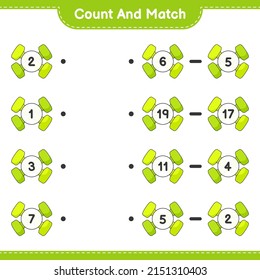 Count and match, count the number of Dumbbell and match with the right numbers. Educational children game, printable worksheet, vector illustration