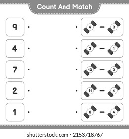 Count and match, count the number of Dumbbell and match with the right numbers. Educational children game, printable worksheet, vector illustration