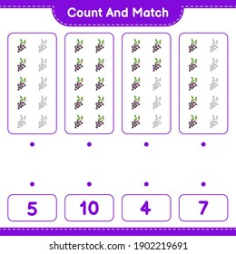 Count and match, count the number of Elderberry and match with right numbers. Educational children game, printable worksheet, vector illustration
