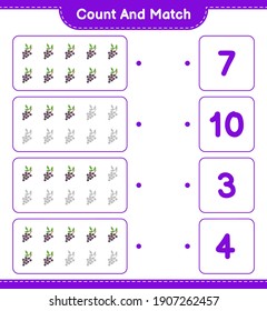 Count and match, count the number of Elderberry and match with right numbers. Educational children game, printable worksheet, vector illustration