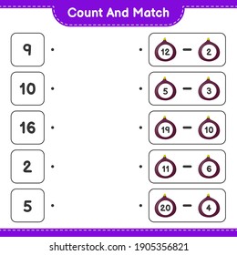Count and match, count the number of Fig and match with right numbers. Educational children game, printable worksheet, vector illustration