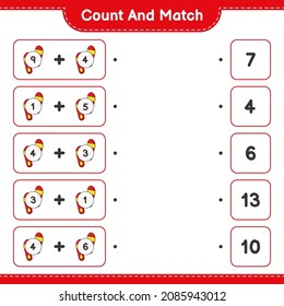 Count and match, count the number of Flip Flop and match with the right numbers. Educational children game, printable worksheet, vector illustration