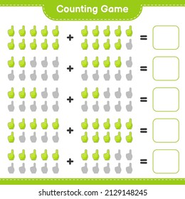 Count and match, count the number of Foam Finger and match with the right numbers. Educational children game, printable worksheet, vector illustration