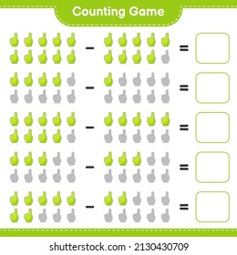 Count and match, count the number of Foam Finger and match with the right numbers. Educational children game, printable worksheet, vector illustration